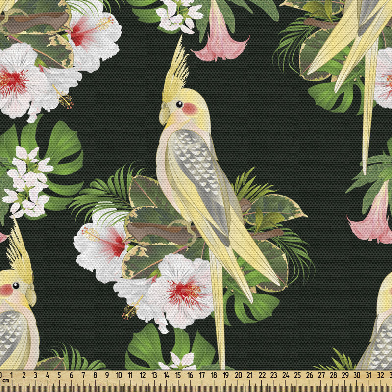 East Urban Home Ambesonne Yellow Bird Fabric By The Yard, Pastel Art